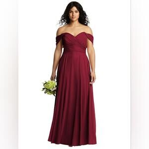 Dessy Off-the-Shoulder Draped Chiffon Maxi Dress 22W